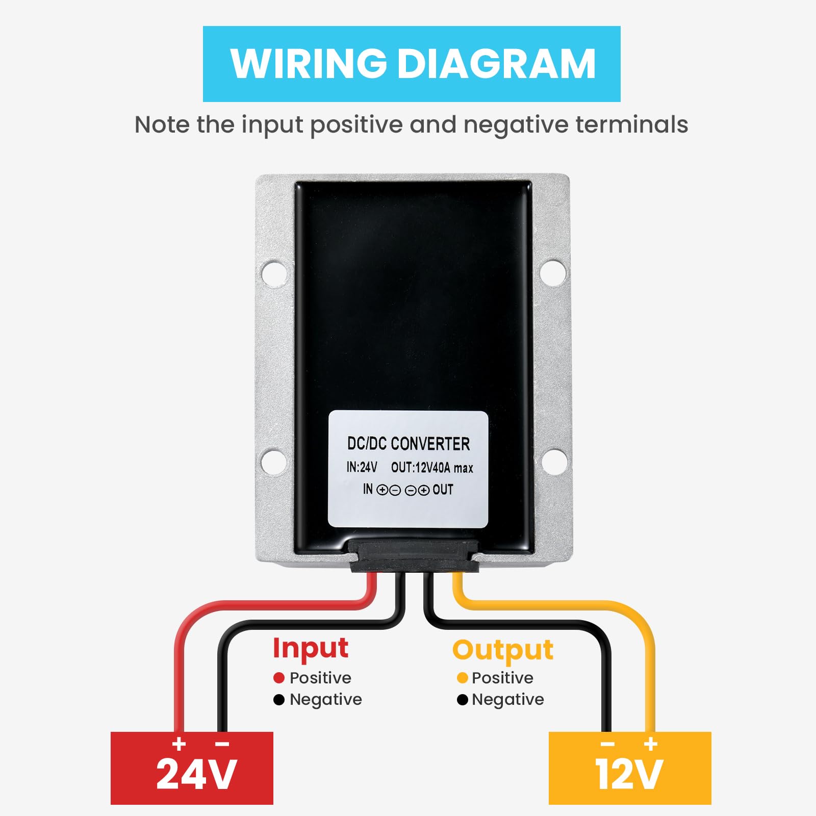 DC 24V a 12V Convertitore di Tensione 40A 480W Trasformatori di potenza Regulatore Raddrizzatore 24V Step-down to 12V Limitatore-IP67 Impermeabile per Veicoli Sistema Solare