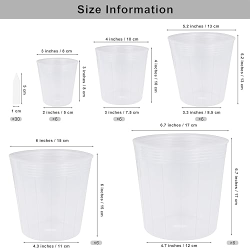 Miniatura 8 de ELCOHO Paquete de 60 macetas de plástico transparente suave de 6.76543 pulgadas, macetas de inicio de semillas, macetas con agujero de drenaje,