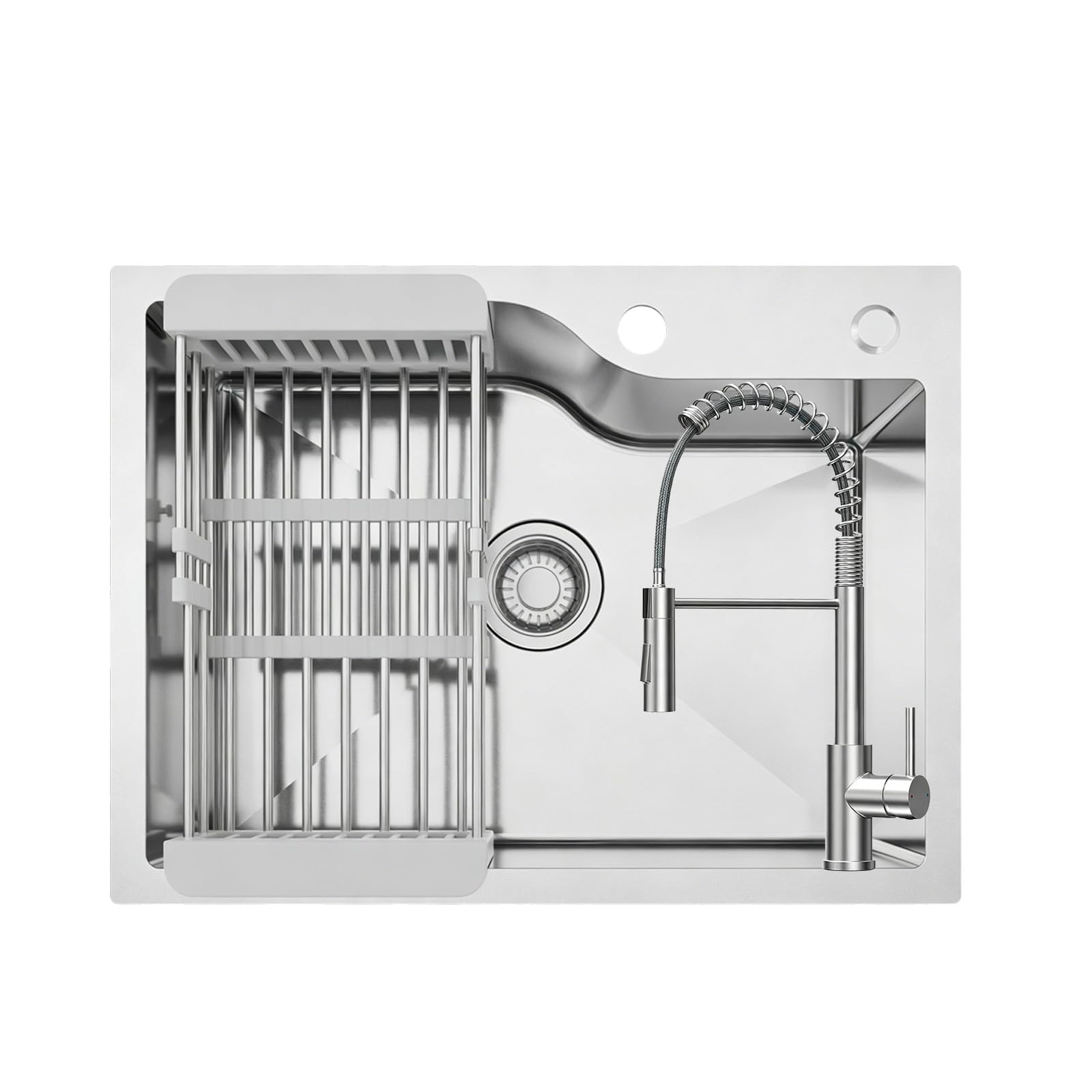 CECIPA 60 x 45 cm sprężynowa bateria kuchenna zlewozmywak kuchenny 1 wanna ze stali nierdzewnej 60 cm