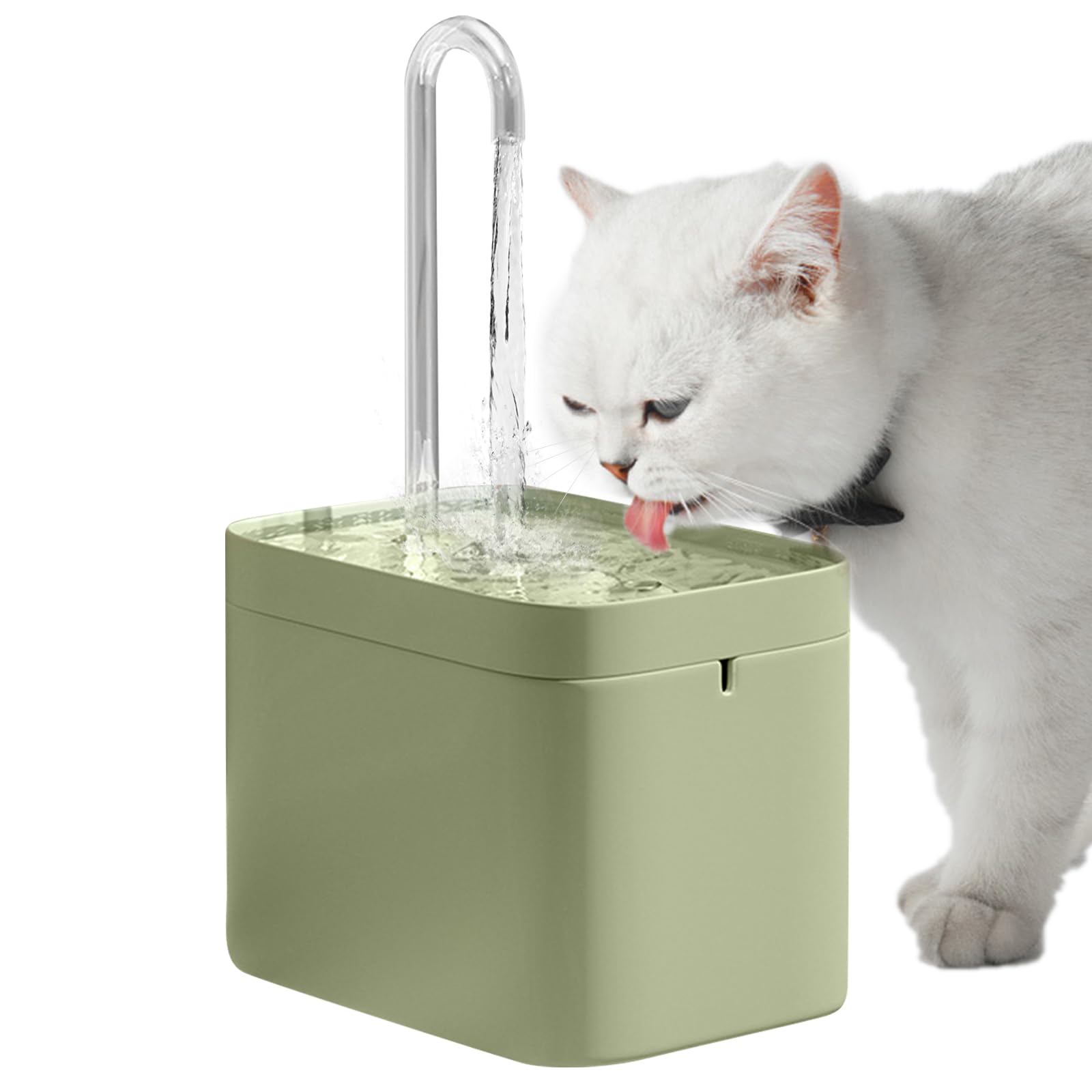 Cat Water Fountain for Drinking, 1.5L Ultra Silent Cat Fountain with 3 Speeds Automatic Pet Water Fountain with Anti-Dry Function for Cats Puppy Indoor Use (Green)