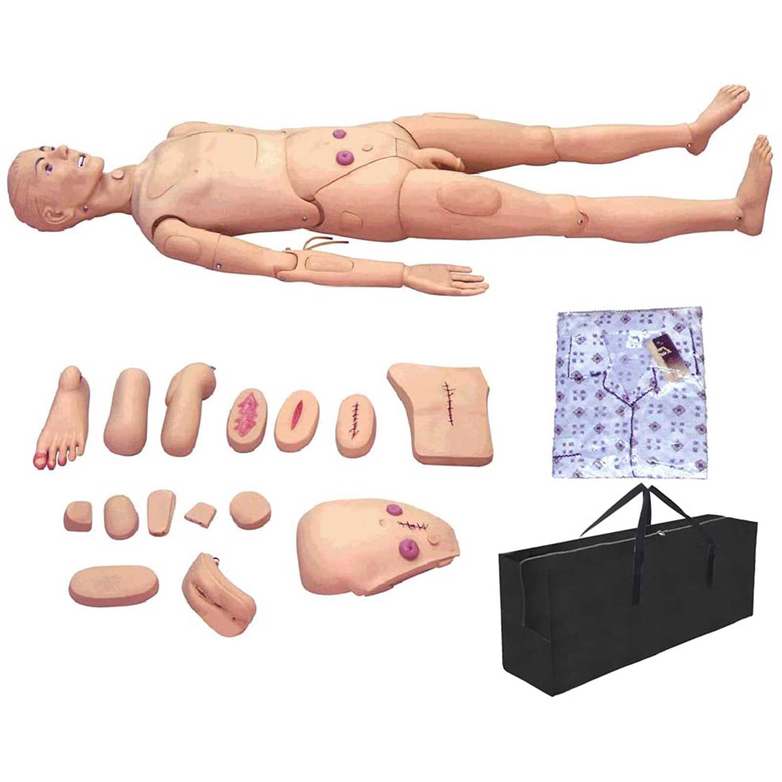 DFEDHF Demonstration Human Manikin 170cm Life Size Patient Care Manikin CPR Simulator for Nursing Medical Training Teaching & Education