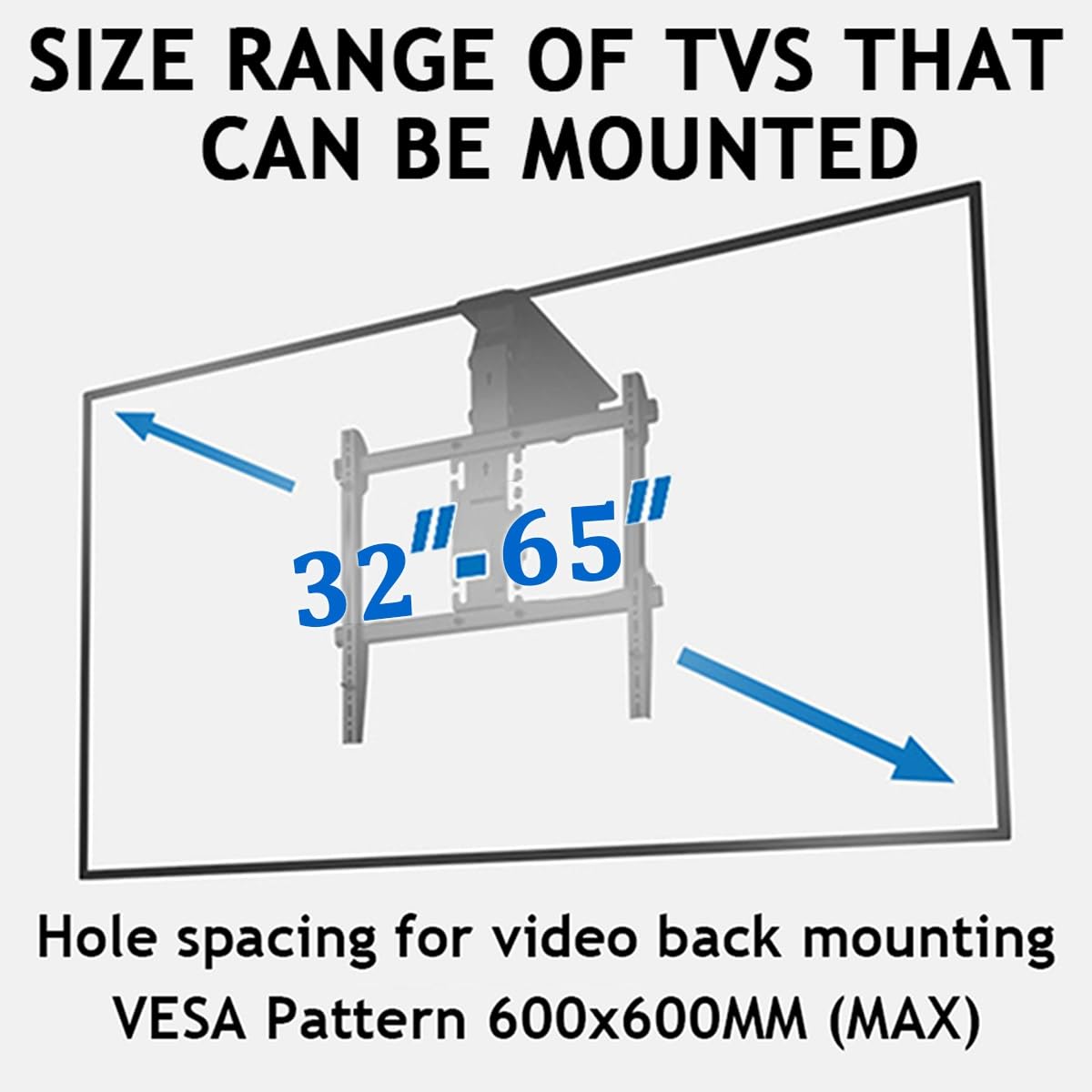 Soporte de TV de Techo eléctrico para Pantallas de 32 a 65 Pulgadas o de 50 a 90 Pulgadas, Soporte de TV de Techo Inclinado motorizado abatible, Ajuste de 0 a 75°, Control Remoto(32-65 Inch)