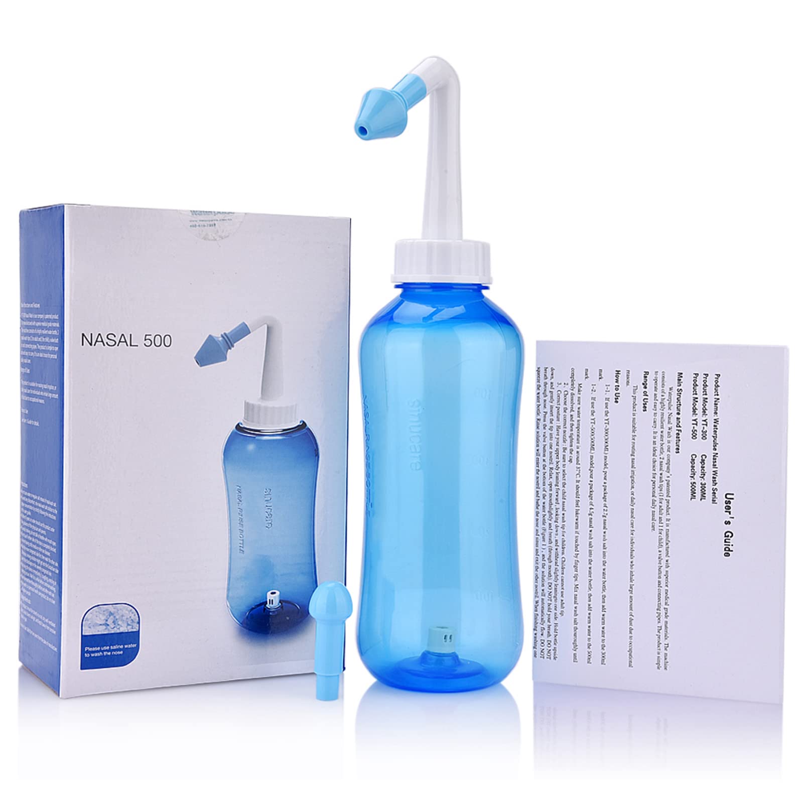 Neti Pot Sinus Rinse Bottle - 500ml 17oz Nasal Wash Bottle Nose Allergy Cleaner Pressure Nasal Irrigation System for Adult & Kid Nasal Care BPA Free