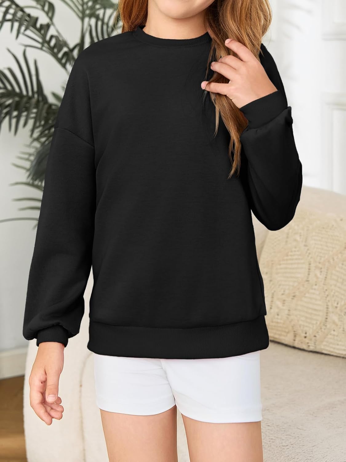 Haloumoning Girls Crewneck Sweatshirts Kids Casual Long Sleeve Loose Tops Fall Comfy Lightweight Pullovers 5-14 Years - Image 3