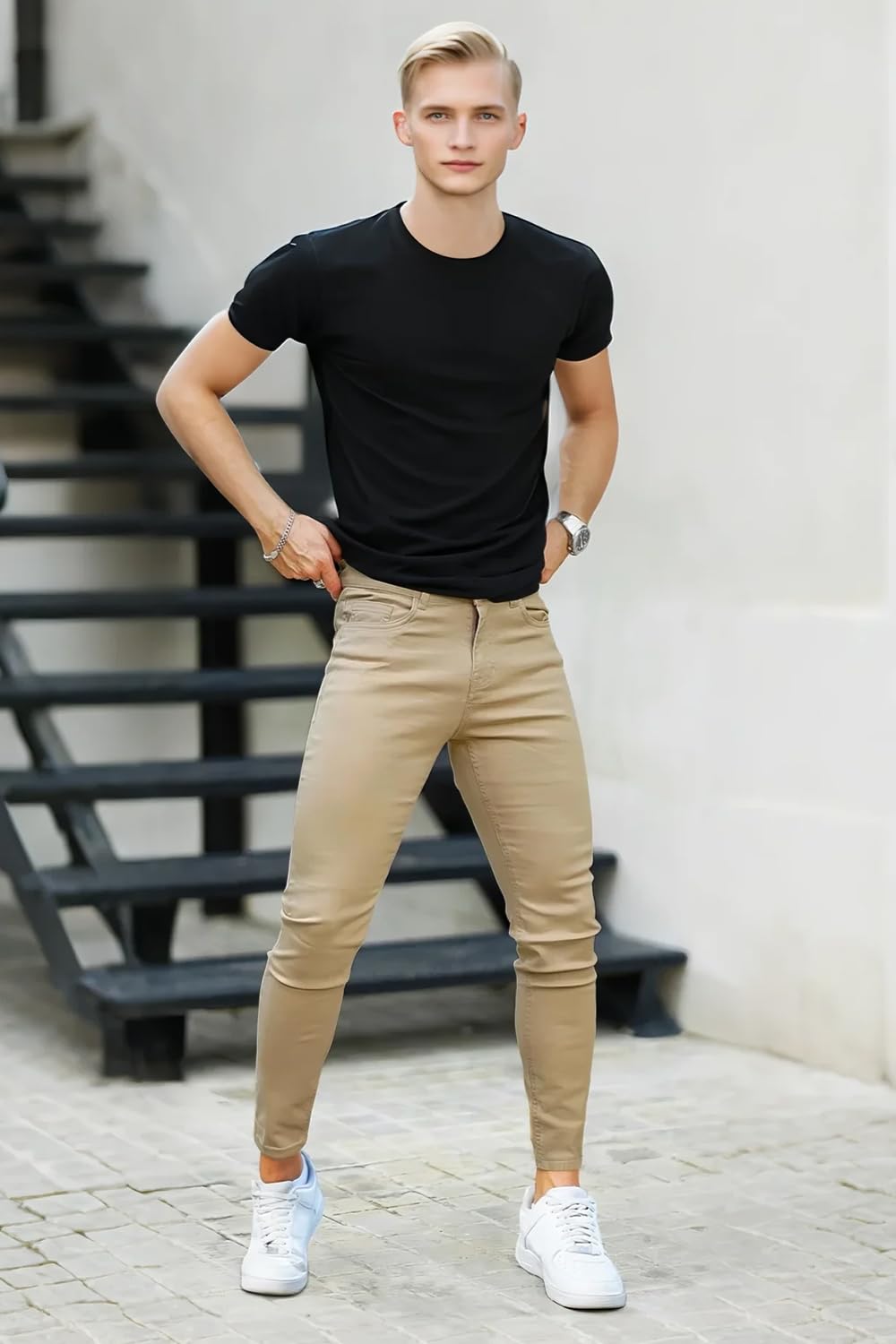 GINGTTO Homme Jeans Skinny Elastique Denim Pantalon Slim Fit Super Stretch Jean