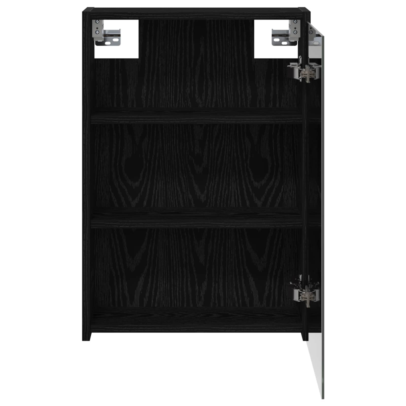 Armadietto da bagno a specchio nero effetto rovere, 43 x 16 x 62,5 cm, in legno con specchio bidirezionale e ripiani regolabili, montaggio a parete per mobili da bagno, portaoggetti