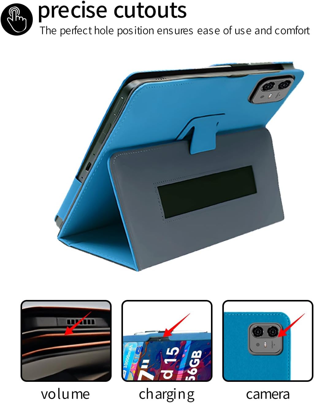 for TECLAST Artpad Pro 12.7 Inch Android Tablet Case,BOVUGAC Folding Stand Protective Cover with Pencil Holder and Wrist Strap,Full Protection, Premium PU,Scratch Resistant(Sky Blue)