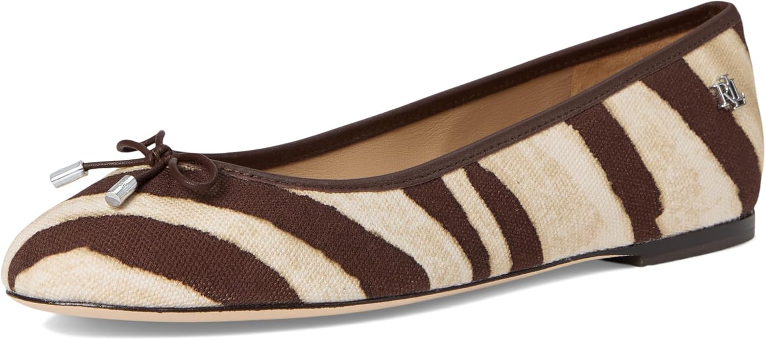 Lauren Ralph Lauren Womens Jayna Zebra-Print Canvas Flats - Image 7