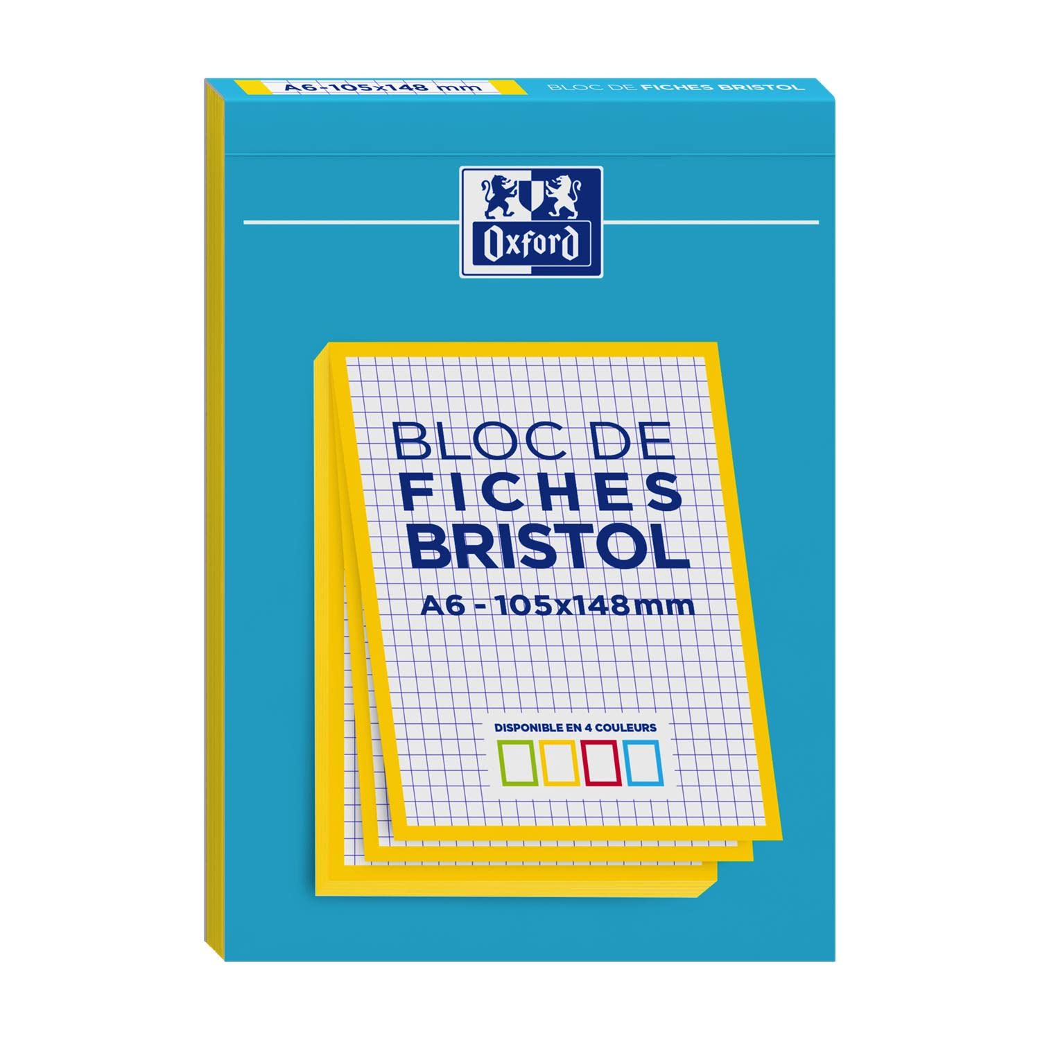 OXFORD Lot de 10 Blocs de 30 fiches bristol 105X148 non perforées Q5/5 jaune