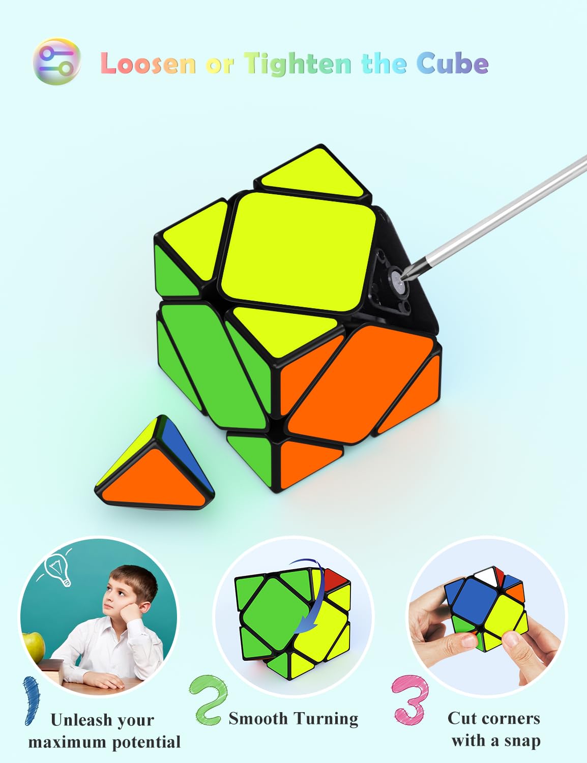ROXENDA Zestaw Speed ​​Cube, Zestaw Magicznych Kostek 2x2x2 3x3x3 4x4x4 5x5x5 Speed ​​Cube w Pudełku Prezentowym, Tajny Samouczek Dotyczący Kostek Prędkości (T3)
