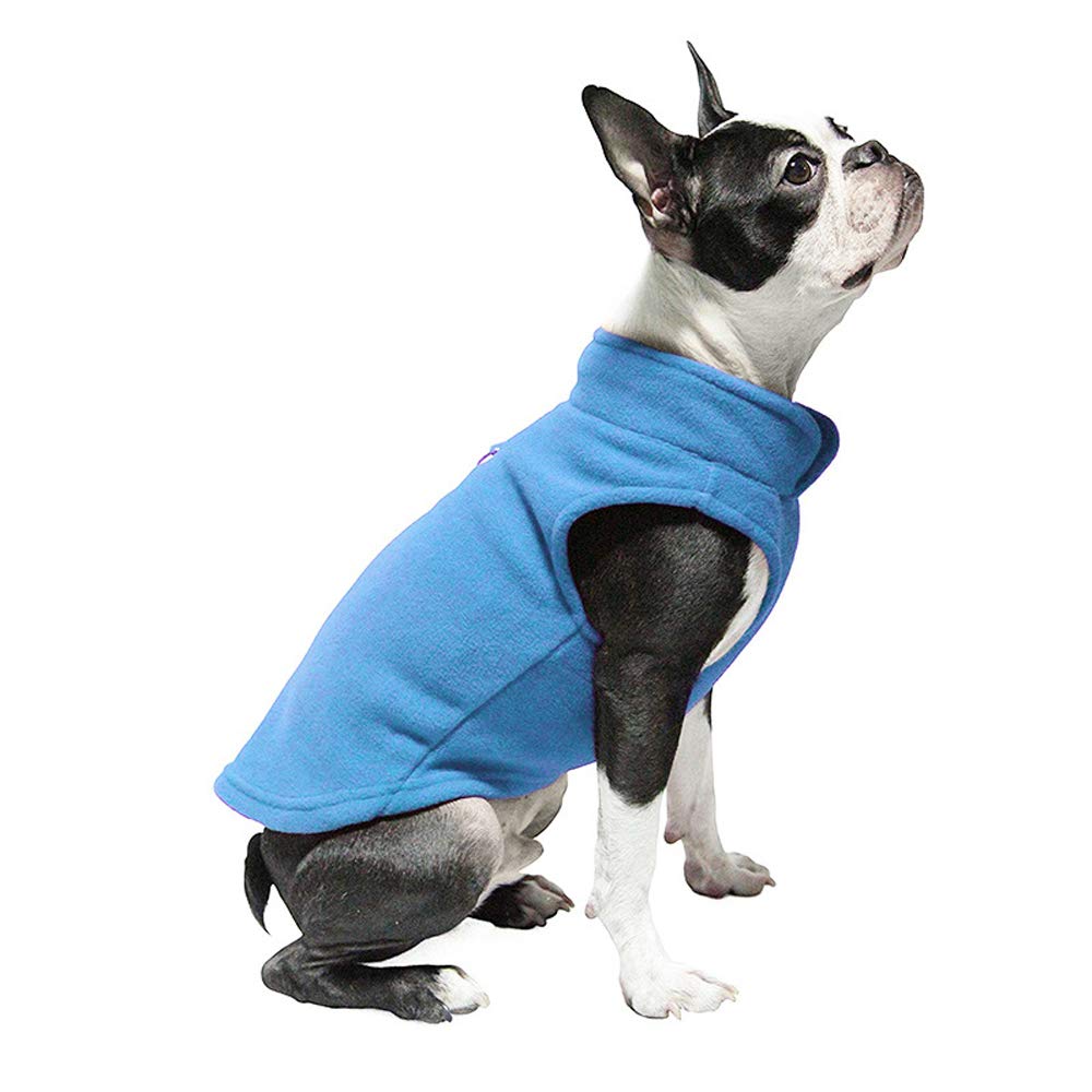 Gooby Fleece hondentrui met rits, warme fleecetrui, instapmodel, hondenjas met dubbele D-ringriem, wintertrui voor kleine honden, hondenkleding voor kleine honden en middelgrote honden, blauw, Medium