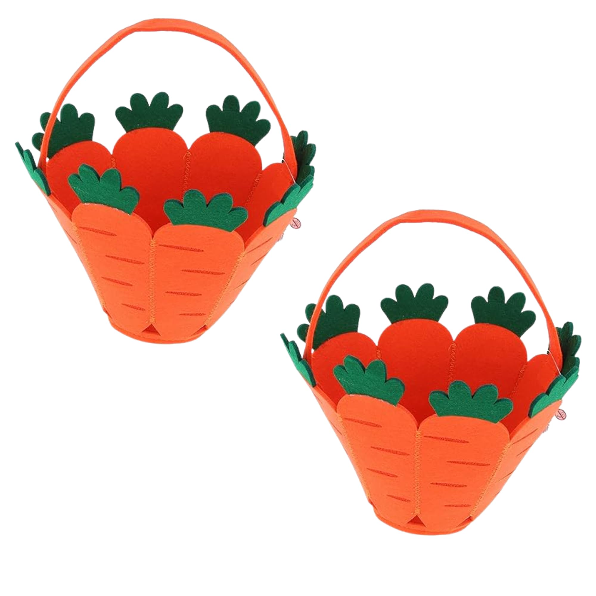 2 x Easter Egg Hunt Bucket - Girls, Boys, Kids Felt Carrot Bucket with Carry Handle For Sweets, Chocolate Eggs, Easter Eggs, Easter Decorations, Parties - Spring Party Loot Bags - Easter Hunt Bag