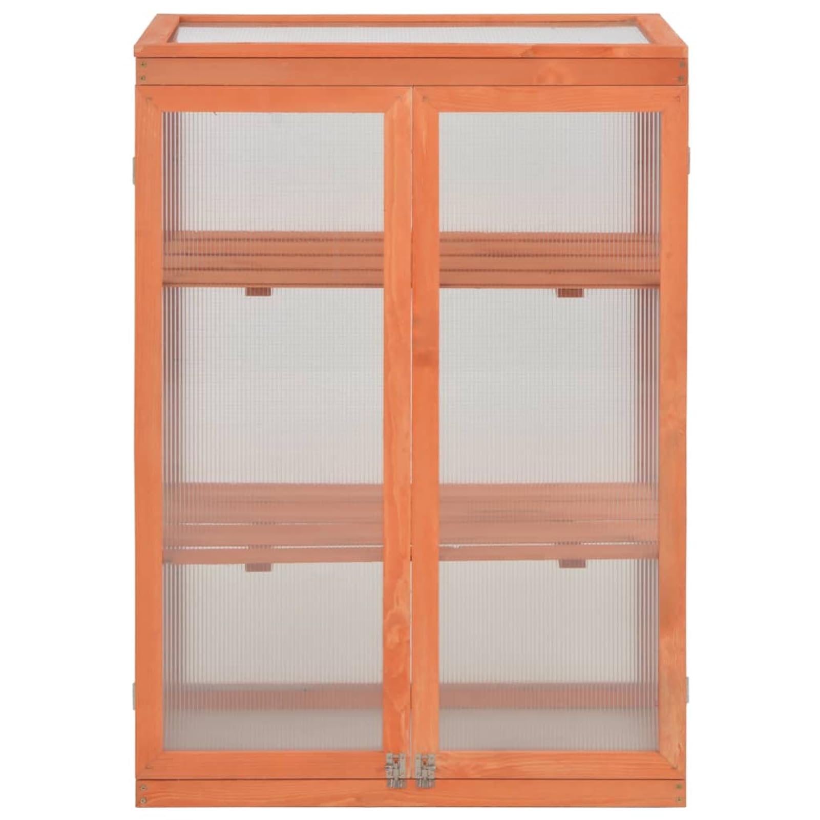 Holz-Gewächshaus mit PC-Platte, 75x47x109 cm, 2 Regale und 2 Türen, wasserfest, für Hobby-Gartenbau und Pflanzenpflege im Außenbereich 170646