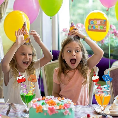 Miniatura 6 de 24 recuerdos de fiesta de pesca, suministros de fiesta de cumpleaños con temática de pesca de verano, pajitas diarias para niños, fiestas de