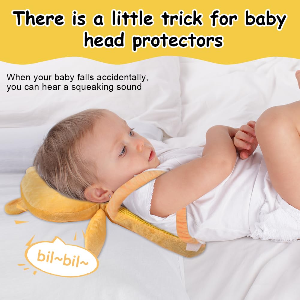 Vicloon Coussin de Protection de la Tête pour Bébé, Coussin de sac à dos Réglable pour Tout-petit avec Genouillères, Harnais de Sécurité pour Bébé de 4 à 24 mois Marche Rampante-Tigre orange