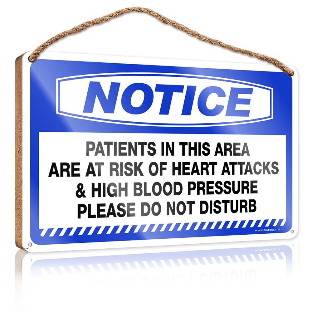 DTHA Farmhouse Decor Signs Notice Patients In This Area Are At Risk Of Heart Wooden Sign Posters & Prints Wood Signs Decor(15X28CM)
