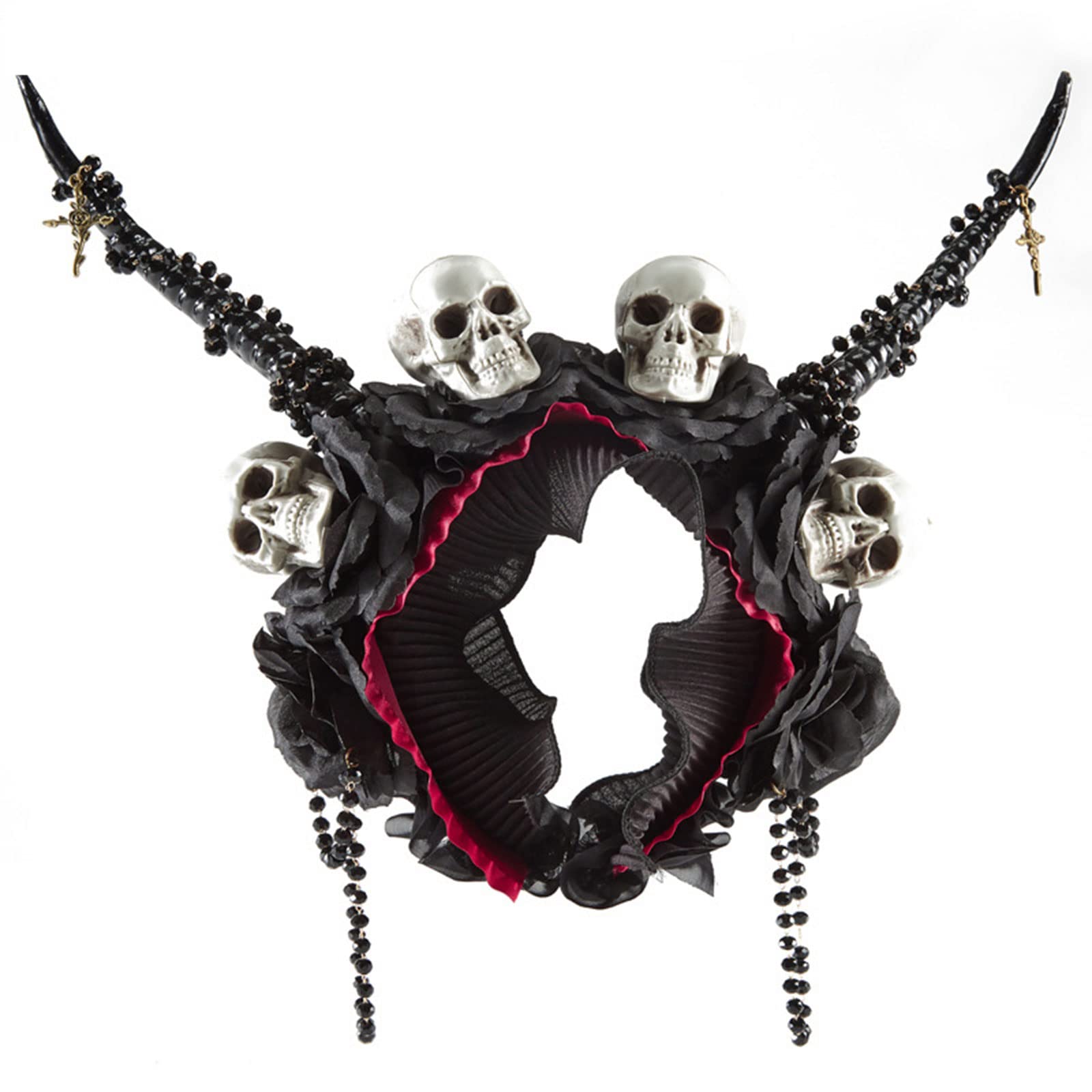 Cerchietto per capelli, corno di Halloween, diademi e corone con teschio, antilope, retrò, fiore nero