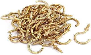 Lon0167 New 50 Pcs Featured M3.5mm Shouldered Cup Reliable Efficacy Hook Screw-in Hat Coat Peg Bolts Deep Golden Tone(id:3f5 62 76 070)