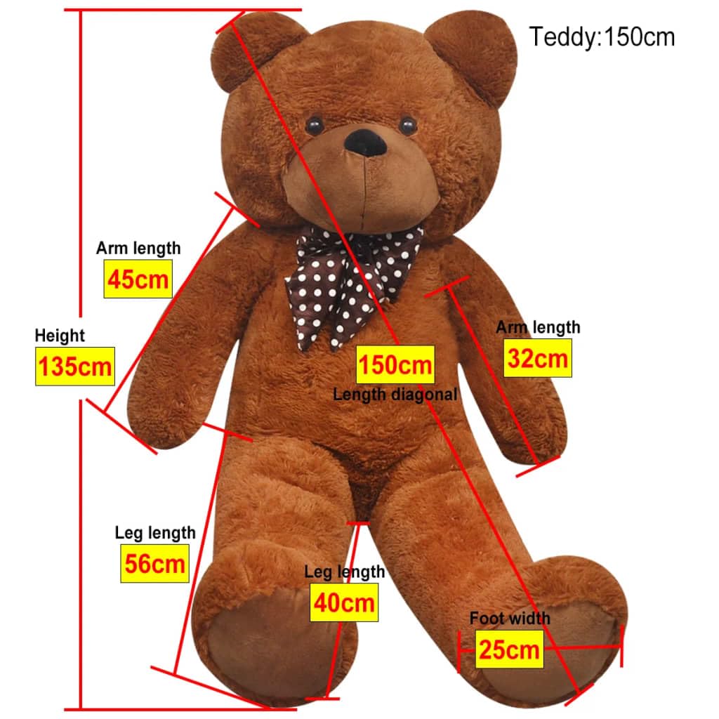 Mangloder Weicher XXL-Plüsch-Teddybär Braun 135 cm Kuscheltier Geschenk für Kinder Erwachsene, Plüschfigur mit Fliege, ideal zum Kuscheln, Sammeln, Rollenspiel, Einschlafen, Taufgeschenk
