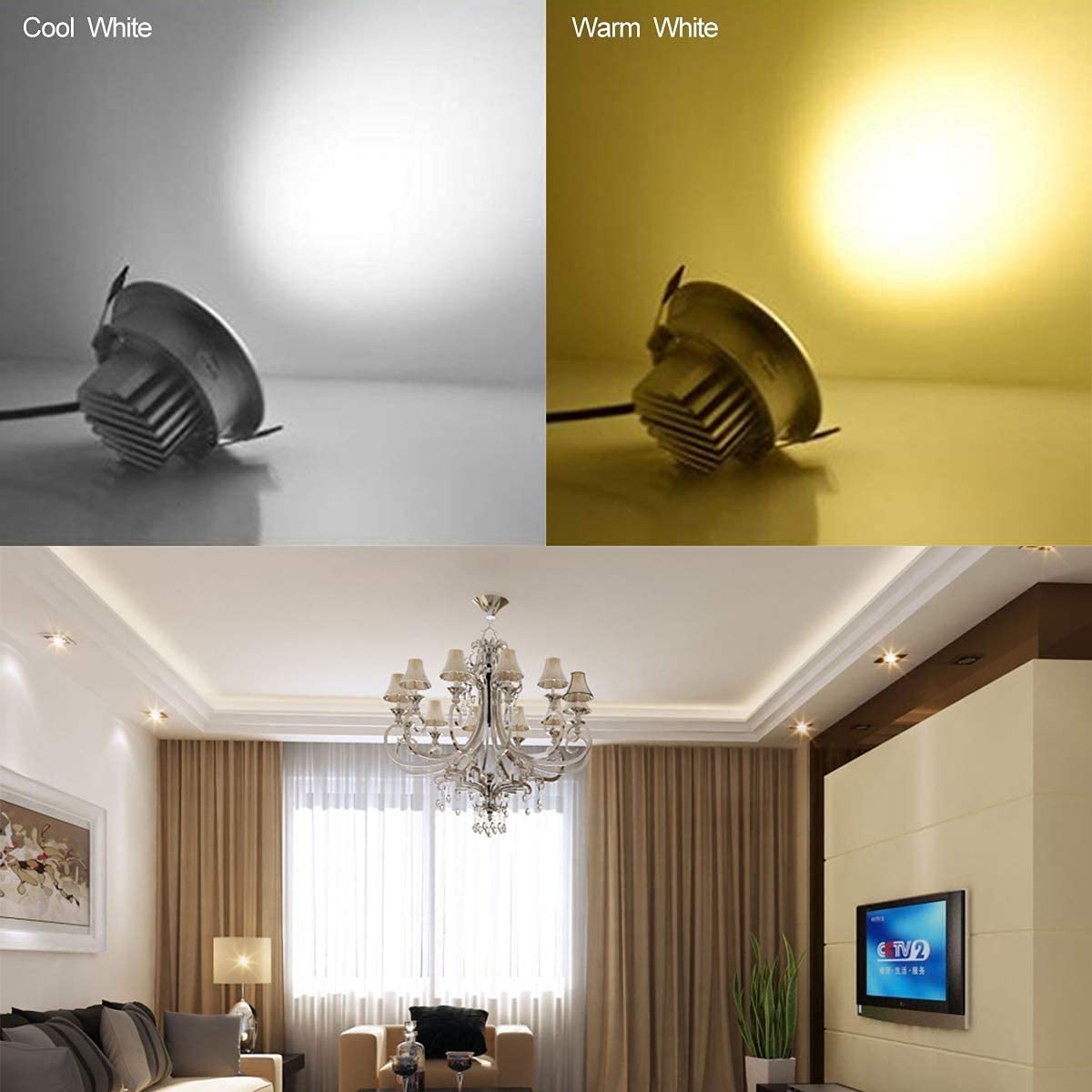 Downlights, luces empotradas en el techo, Foco empotrable LED, paquete de 10 luces de panel, focos Focos empotrables COB 7W Foco empotrable LED regulable, 2900-3100K 86-220V Kit de foco con LED 60 gra