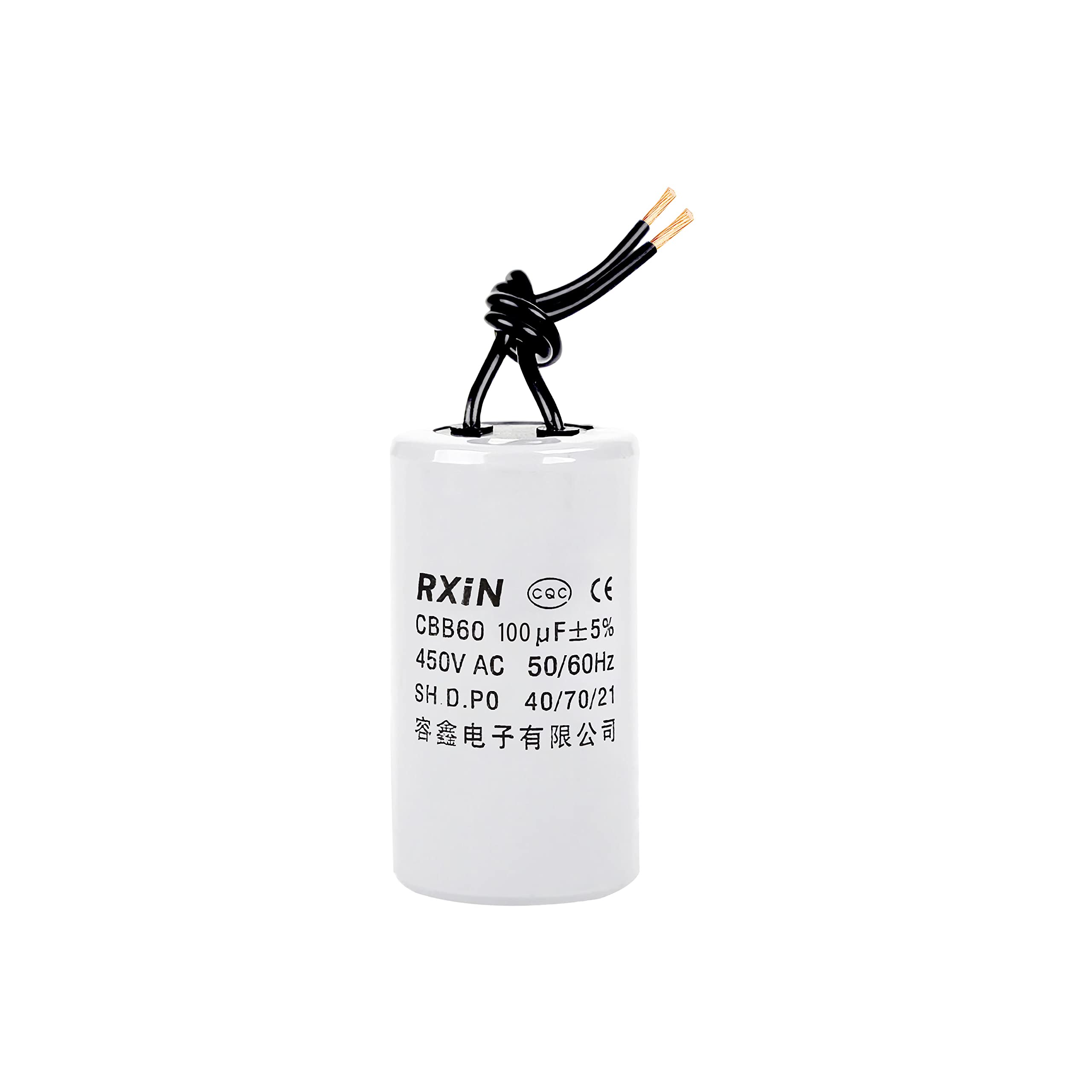 CBB60 Run Capacitor 100uF 450V AC 2 Wires 50/60Hz Cylinder 60mmx120mm (DXL) for Washing Machine Air Compressor Water Pump Motor Refrigerators
