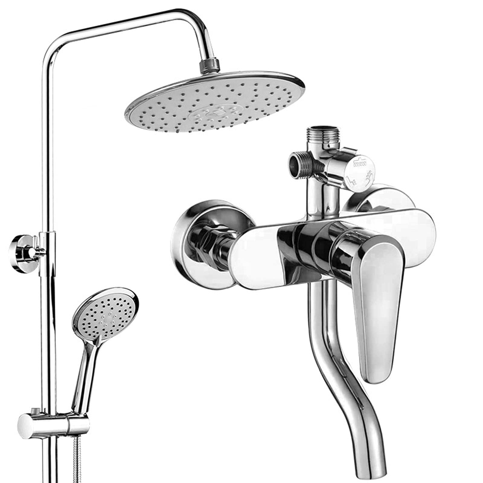 OZBMA Shower Set Chrome Polished Faucet Kit Sinlge Handle Exposed System with Hand Held Spray