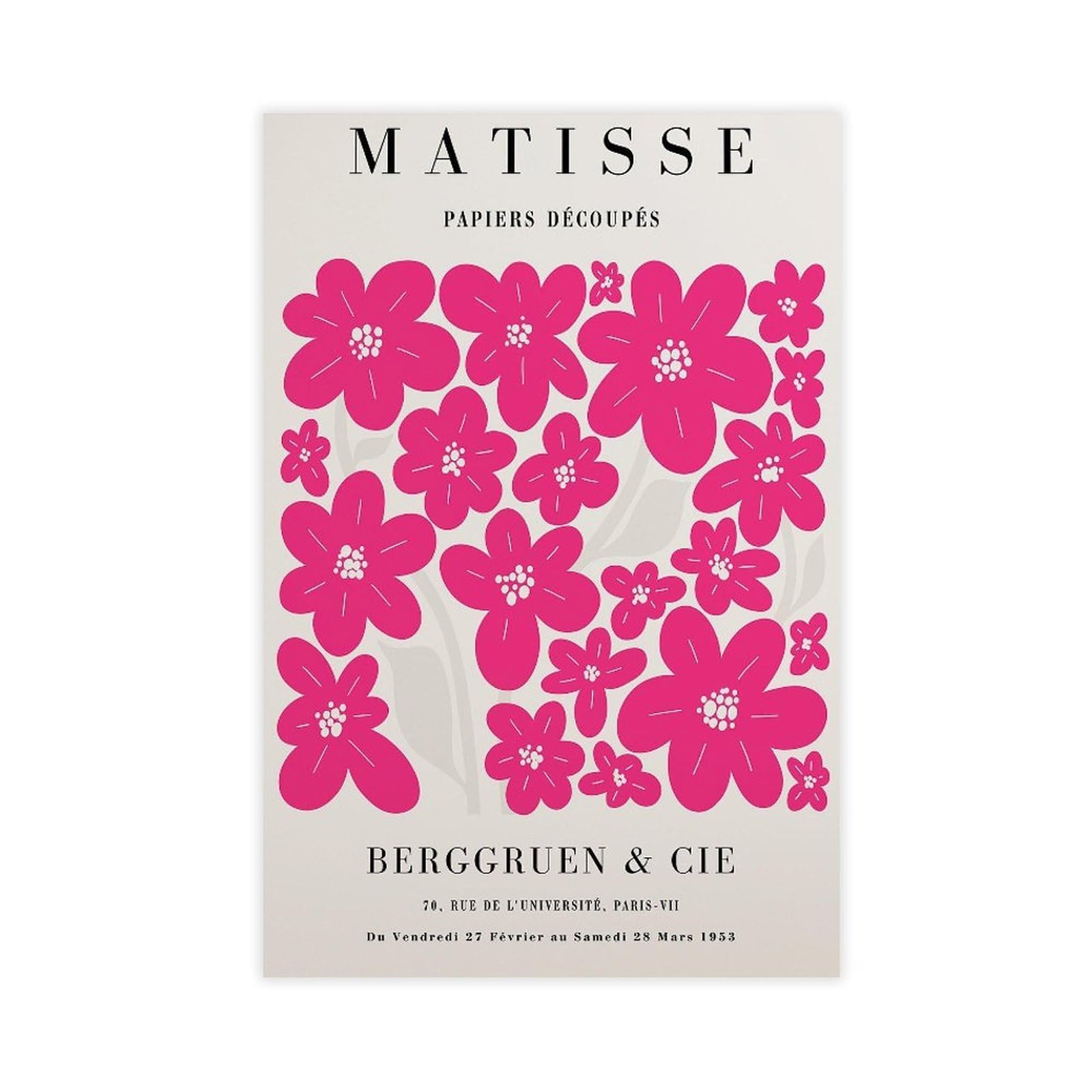 HEYANM Hot Pink Matisse Flower Market Print_ Framed Floral Wall Art Canvas Poster Bedroom Office Room Decor Gift Unframe 20x30inch