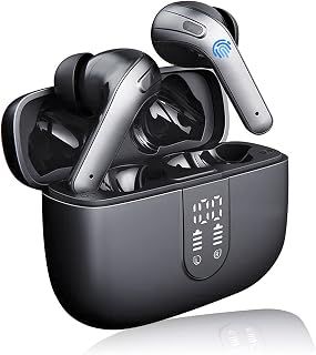 PeTnessGO Wireless headphones, Bluetooth Headphones 5.0, IPX5 Waterproof, 35H Playtime, LED Display, USB-C Fast Charging, HIFI Stereo Sound, Touch Control Deep Bass for Sports Work Outdoor
