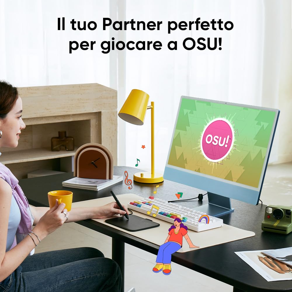 XPPen Deco 640 Tavoletta grafica da disegno 6x4 pollici, penna senza batteria con 16384 livelli di pressione, inclinazione 60°, 8 tasti di scelta rapida morbidi