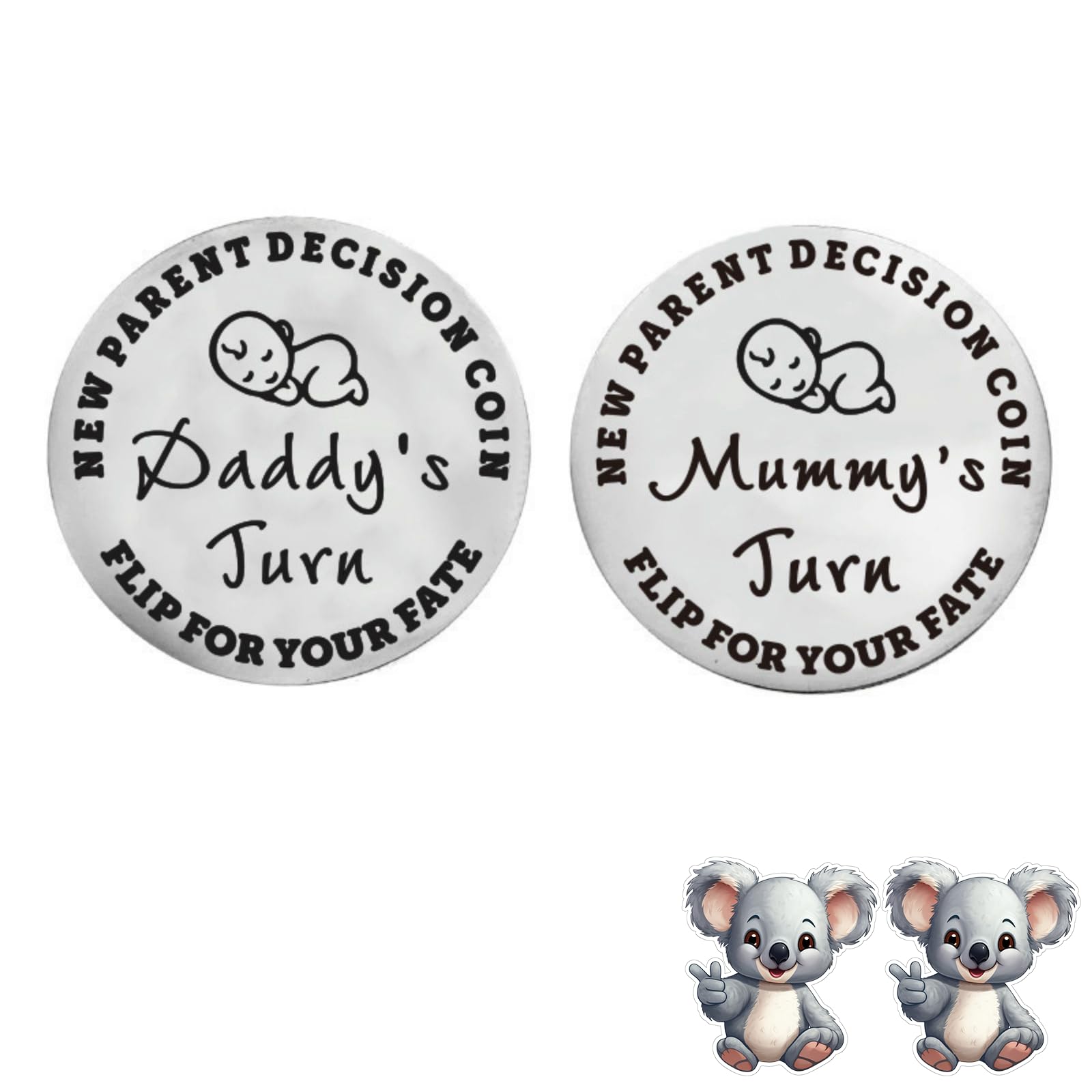 New Parent Decision Turn Coin First Time Pregnant Mom to Be and Dad Couple Funny Baby Shower Daddy Christmas Expecting Pregnancy Newborn After Birth Gift Idea Cool Boy Mommy Women Mama Present Flip 3