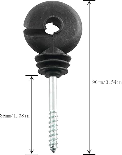 Miniatura 5 de Aislador eléctrico de valla aislador atornillado negro autorroscante anillo de valla aislante de poste de madera