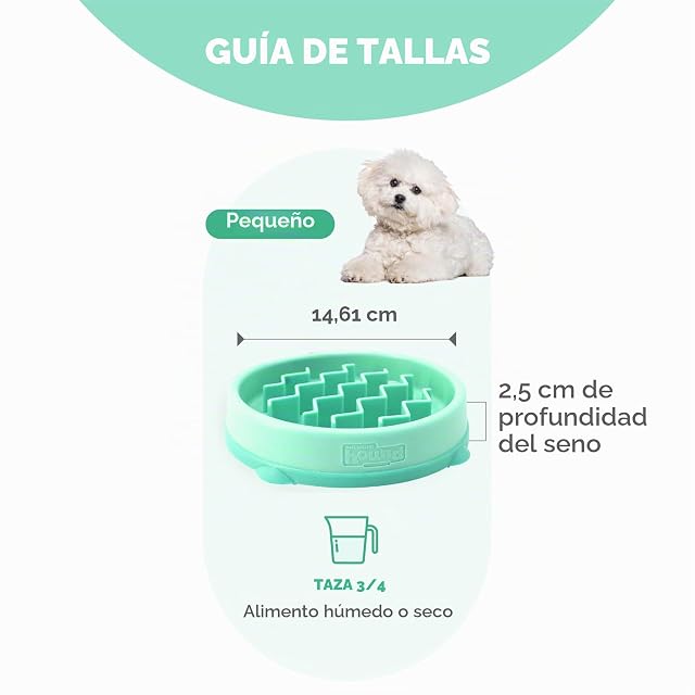 Foto 5 de 7 de Outward Hound Fun Feeder Slo-Bowl - Comedero con obstáculos para Perros - Verde Menta - Pequeño/extrapequeño