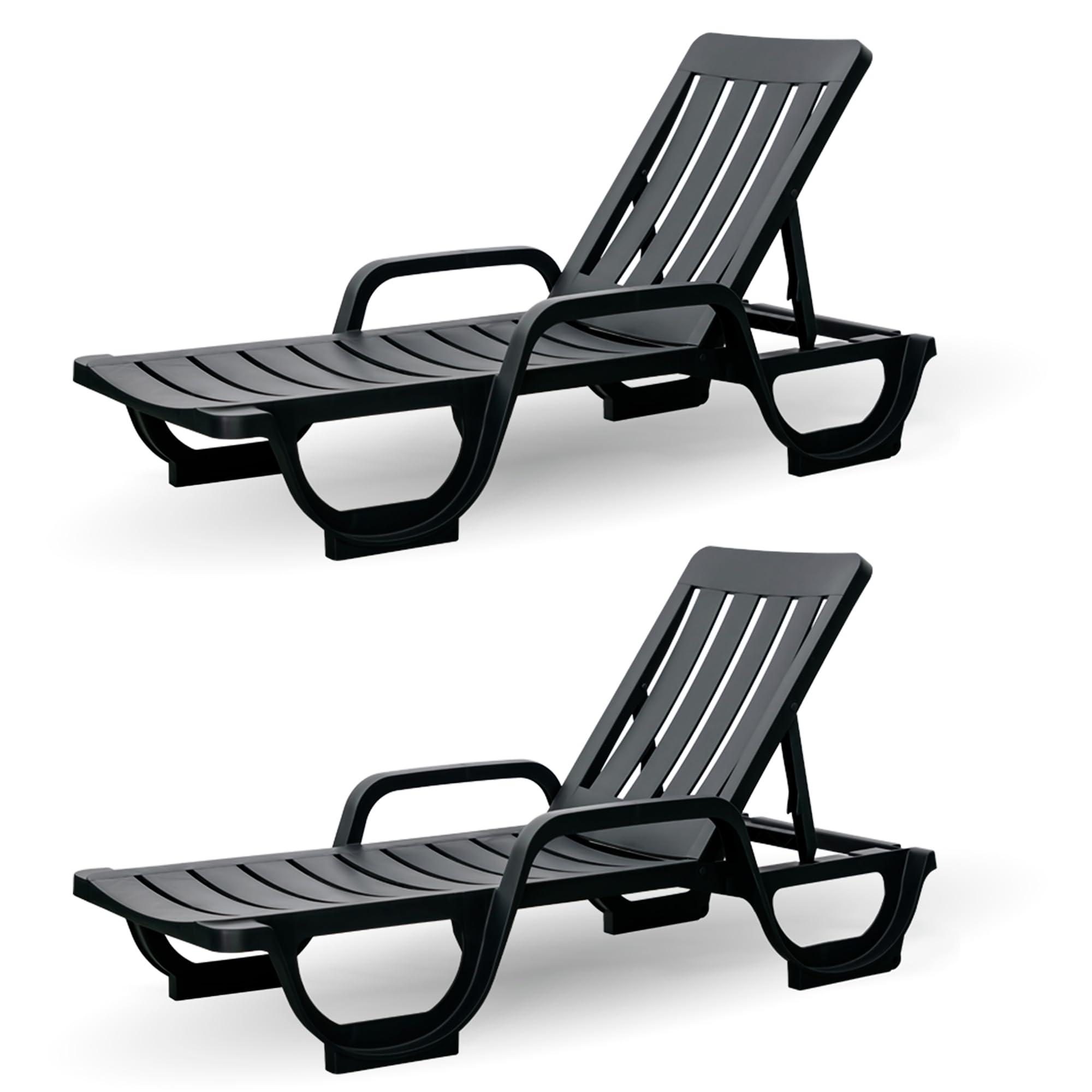 CREVICOSTA QUALITY MARK MARCAS DE CALIDAD - MALIBÚ - Lote de 2 Tumbonas de Resina para jardín y Piscina (Antracita)