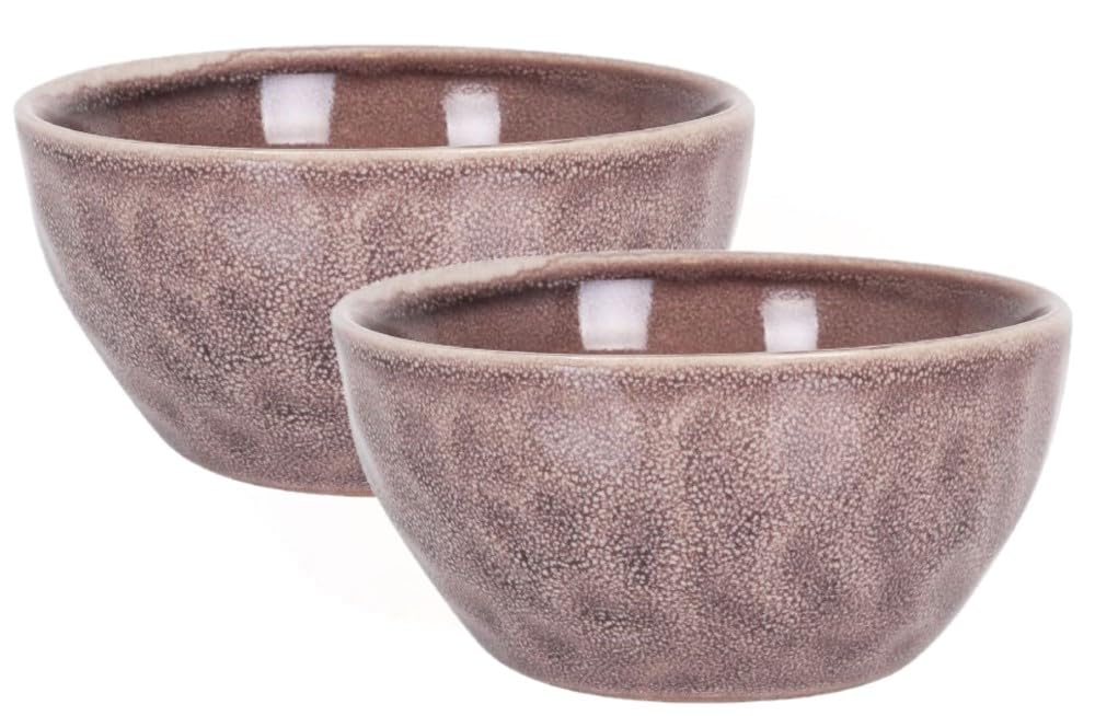 Genérico Large Breakfast Bowls - Set of 2 x 620 ml | Set of 2 Ceramic Bowls - Cereal and Fruit Cups | Resistant Glazed Ceramics in Natural Colours (Brown)
