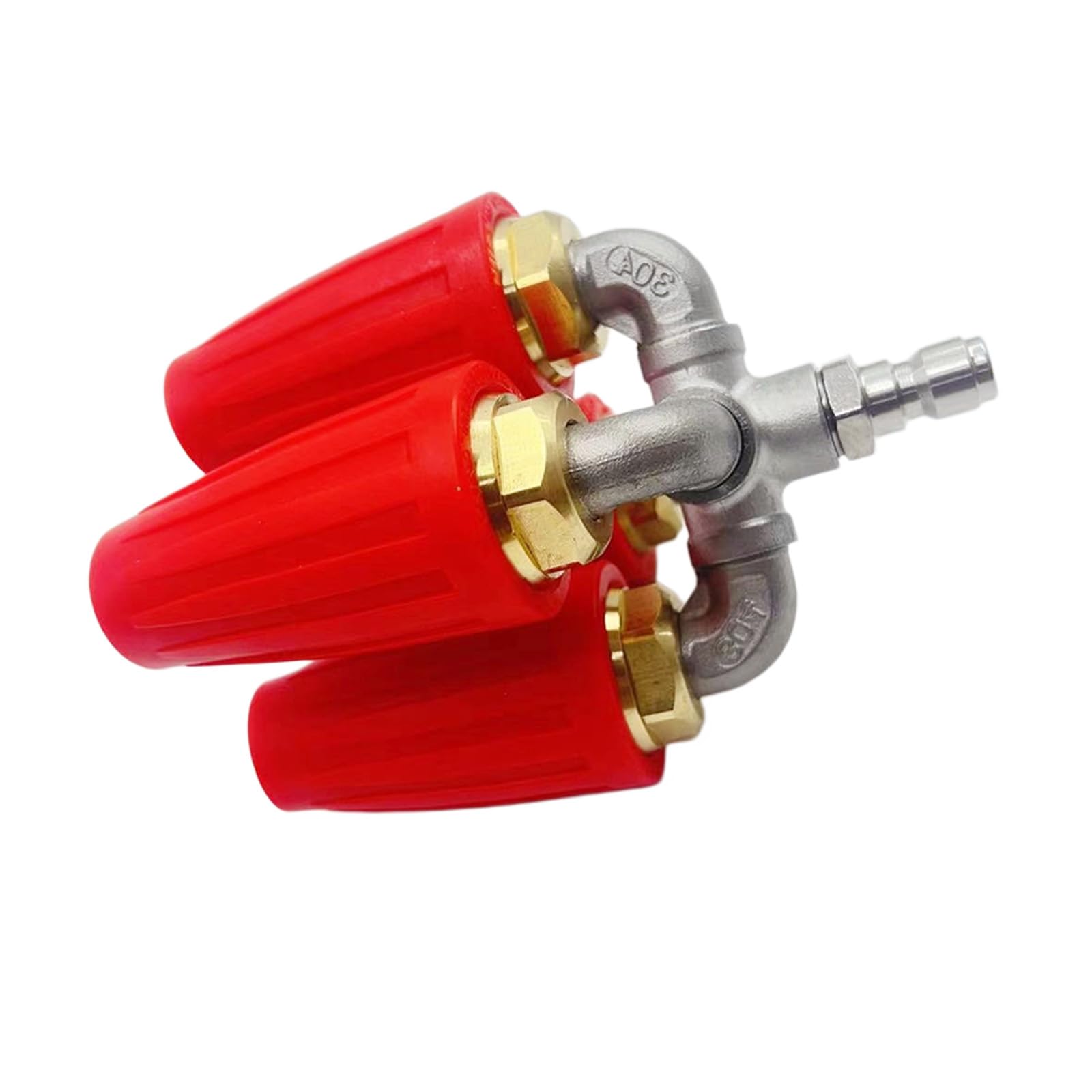 Msioytog Red Sturdy 4 Head Brass Pressure Washer Attachment Washer Rotating Sprays For Commercial Cleaning Tasks High Pressure Rotating Nozzle