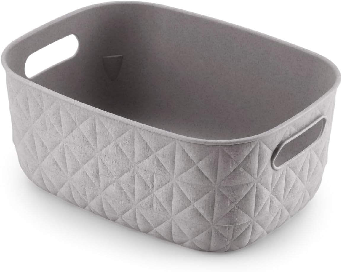 CURVER Softex 4L Storage Basket - Stylish Design - Lightweight, Stackable and Practical - 100% Recycled - 26 x 19 x 11 cm - Taupe