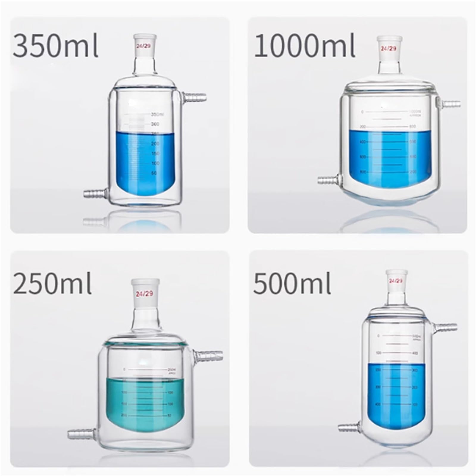 Doppelschichtige ummantelte Reaktionsflasche mit einem Port und Messkolben aus Gläser(Round 1000ml)