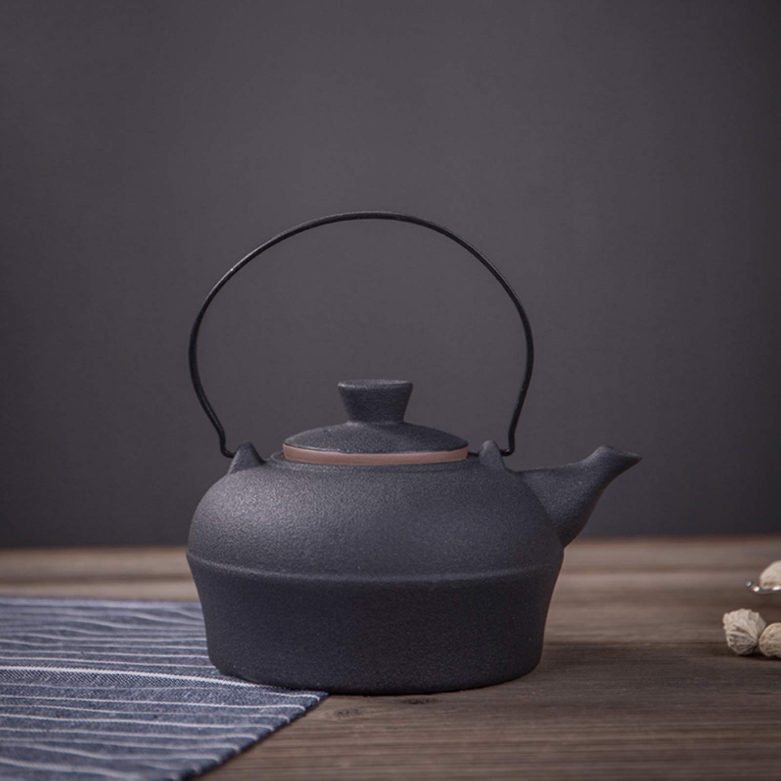 Tasse à saké Traditionnelle, Verres à vin en céramique, Service à saké Japonais en céramique avec réchaud 6 pièces, 4 Tasses, Bouilloire à saké et Base chauffante pour Noël, Les a