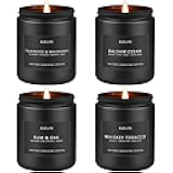 Scented Candles Set | Candle Gifts for Men - Masculine Candle, Soy Candles for Home Scented - 4 Pack Aromatherapy Gift for Dad Fathers Day- Scent of Teakwood & Mahogany/Whiskey Tobacco/Rum & Oak/Cedar