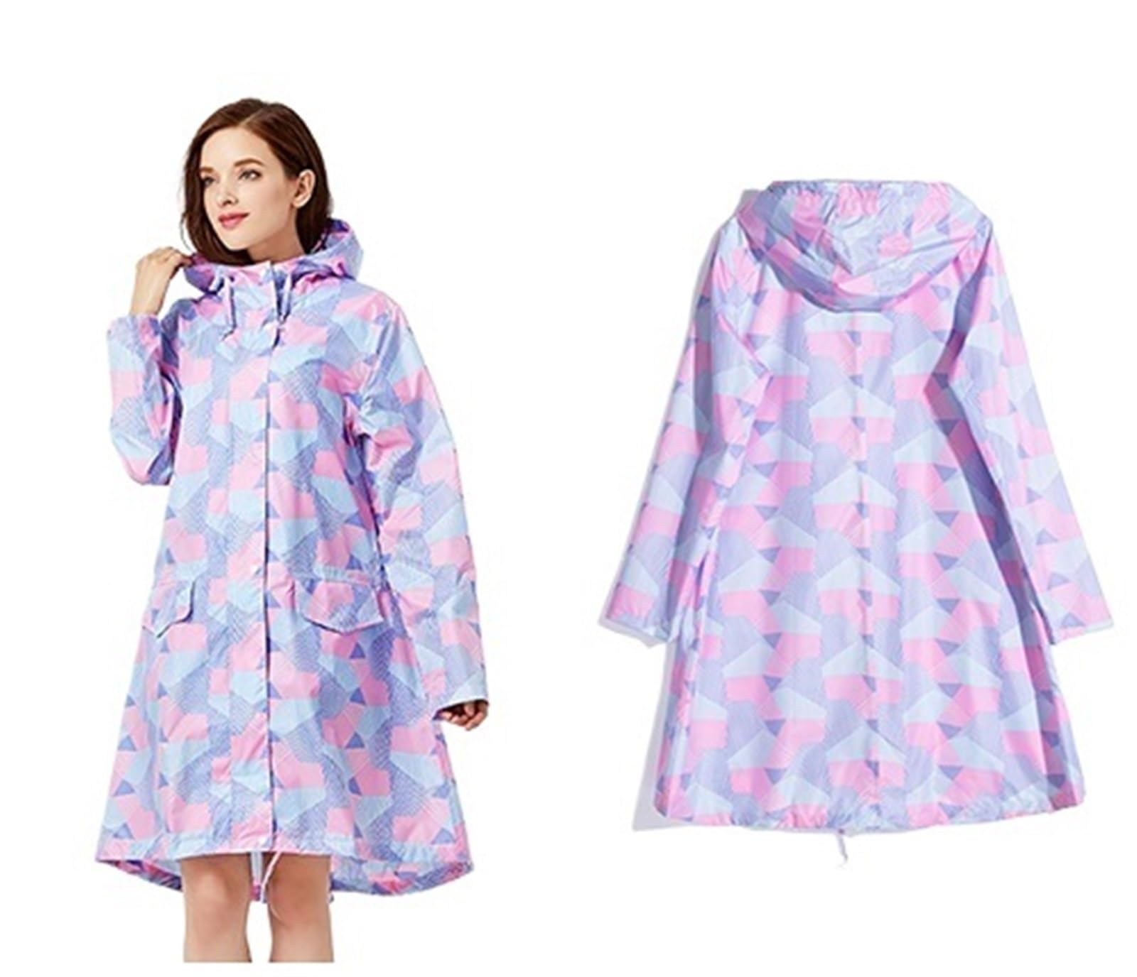 Poncho impermeable Poncho impermeable for mujer, elegante, color amarillo liso, con capucha y bolsillos Para acampar