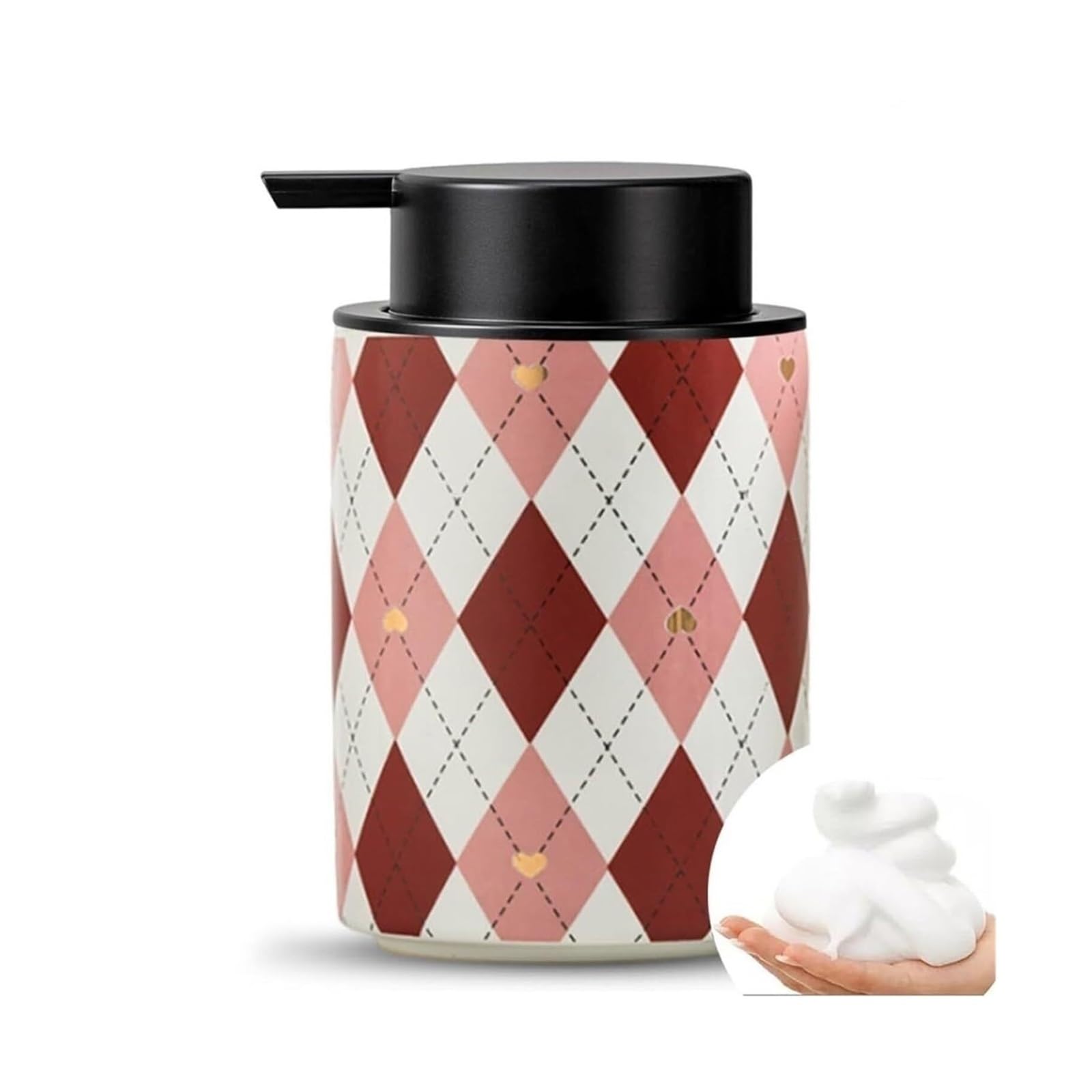 Yuue Red Empty Barthroom And Dish Bathroom Hand Soap Dispenser Foaming Ceramic Bottle Decor For Counter(Red)