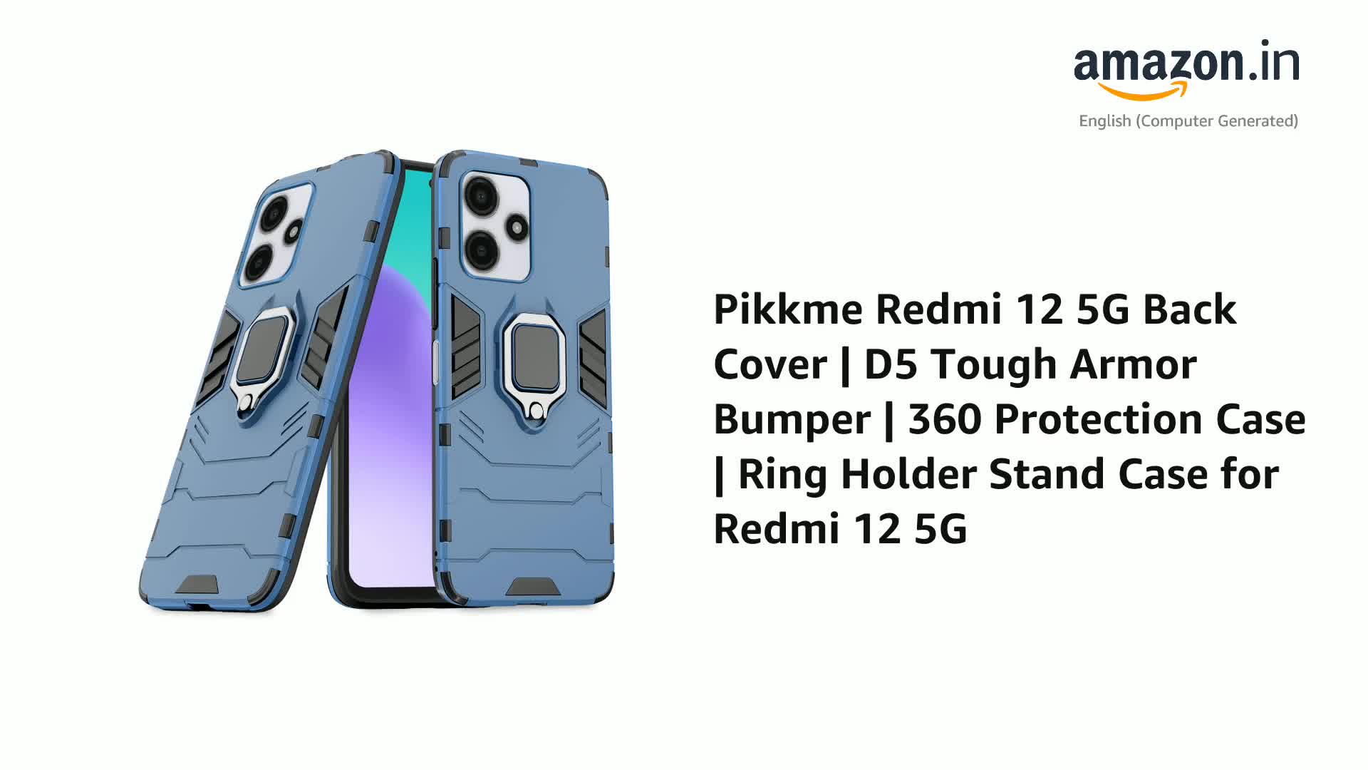Pikkme Redmi 12 5G Back Cover | D5 Tough Armor Bumper | 360