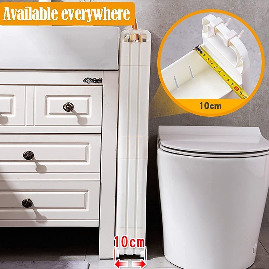 Carrito Auxiliar Con Ruedas, 10cm Slim Rolling Carro De Almacenamiento, Skinny Mobile Kitchen Pantry Cart With Wheels, Slide Out Utility Narrow Rolling Cart Easy Assemble For Tight Spaces, White ( Col