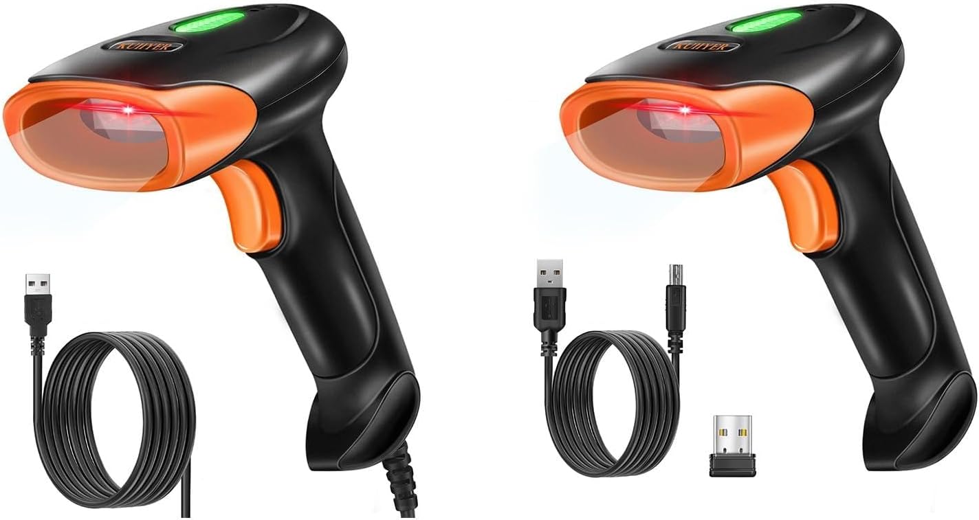 KUIIYER Barcode Scanner, 2D QR 1D Bar Code Scanners Handheld Barcode Reader with Updated 800 X 600 Pixel CMOS & Built-in Light, Plug & Play for Computers, PC, Laptop, Desktop & POS