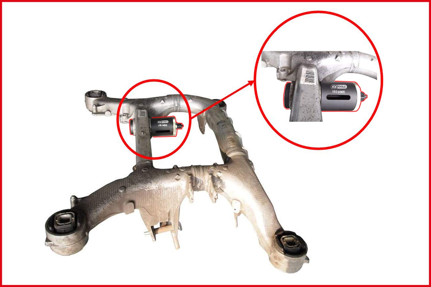 KS Tools 150.9865 Juego de herramientas de silentblock para soportes de eje trasero BMW, 7 pzs