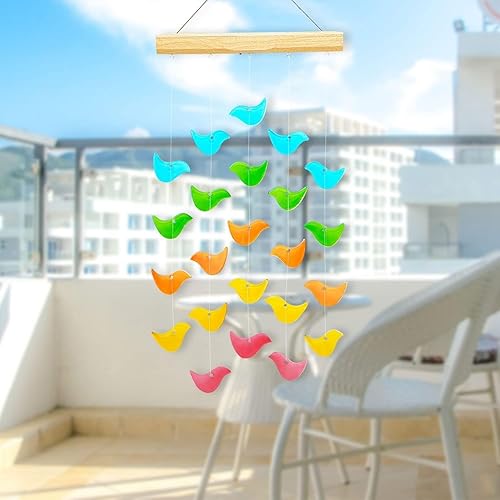 Miniatura 4 de Campanillas de viento para campanillas de viento exteriores, carillón de viento de luz solar única, carillón de viento colgante de vidrio con luz