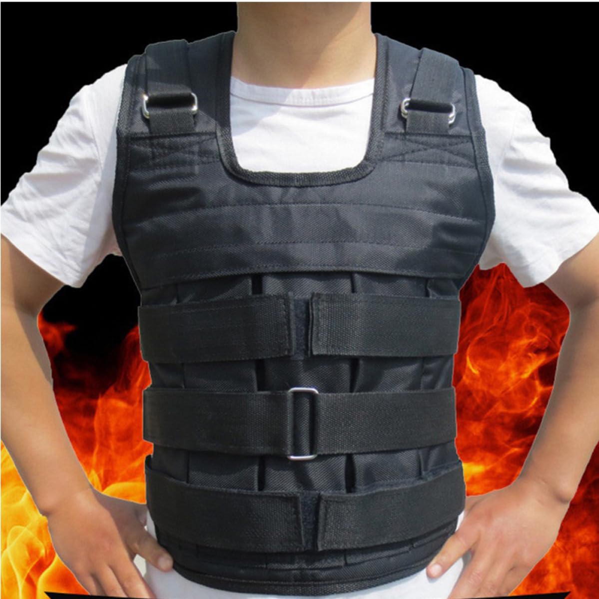 Gilet da Allenamento Pesi Nero Regolabile per Jogging