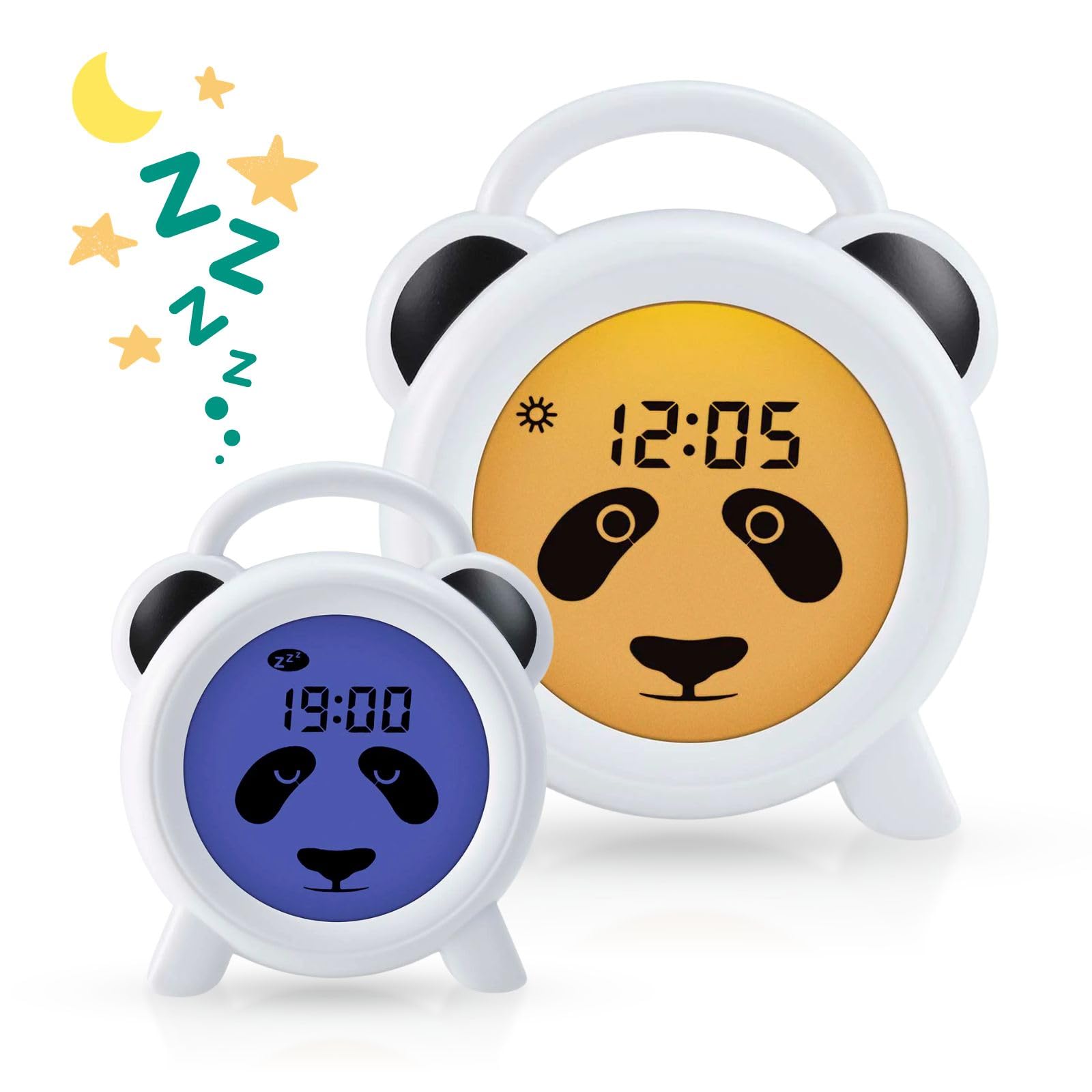 Alecto BC100PANDA – pedagogiczny budzik dla dzieci – trener snu i lampka nocna dla dzieci – nauka snu i budzenia z budzikiem LED – biały/czarny
