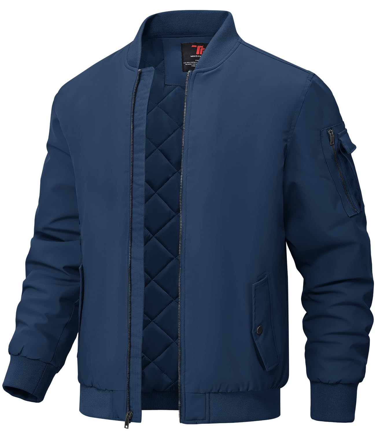 BGOWATU Men's Jacket Windproof Quilted Bomber Jackets Casual Fall Winter Warm Padded Coats Outwear