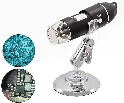 Miniatura 2 de Kit de accesorios para microscopio ajustable, 1600X, microscopio digital, cámara de microscopio electrónico, 8 luces LED, lupa de zoom para